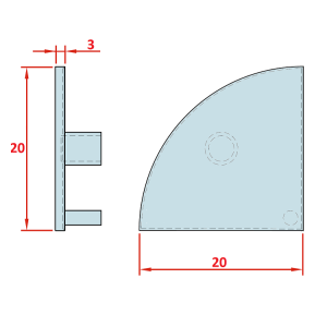 20x20 Radiuslu Profil Alın Kapağı