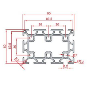 60x90 K8 Çift Kanallı Sigma Profil